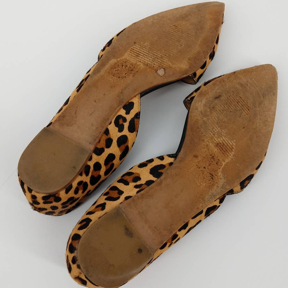 J Crew Zoe Leopard Pointed Toe Flat Calf Hair 6 - Picture 7 of 8